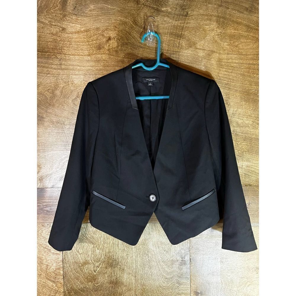 Ann Taylor Collarless Black Blazer Size 4